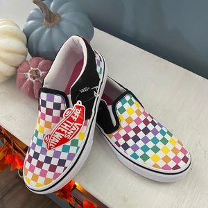 ASHER PARTY CHECK SLIP-ON SNEAKER - KIDS'. Size 3